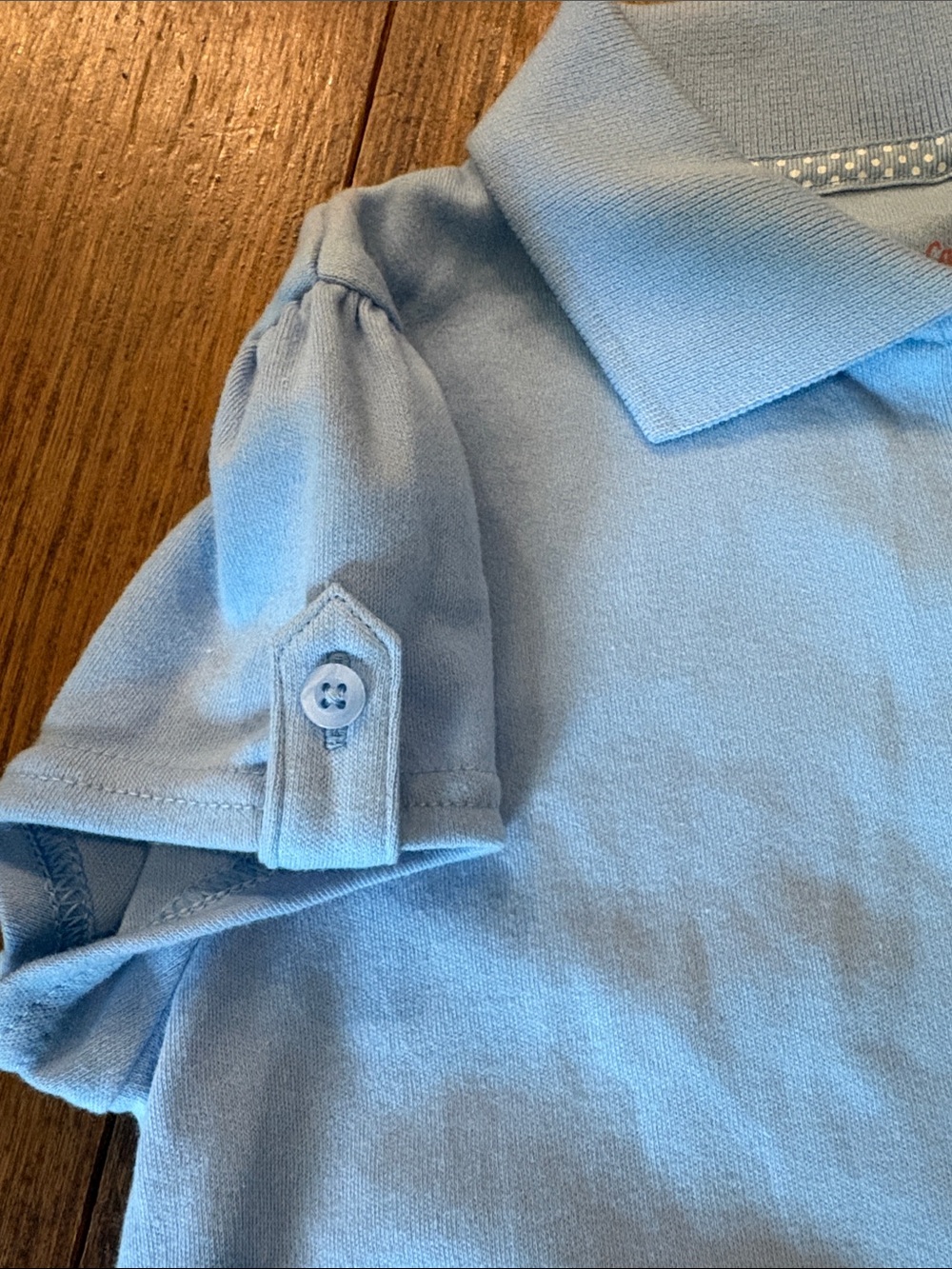 Cat & Jack Pale Blue Girls' Polo with Puff Sleeves - Picture 5 of 6